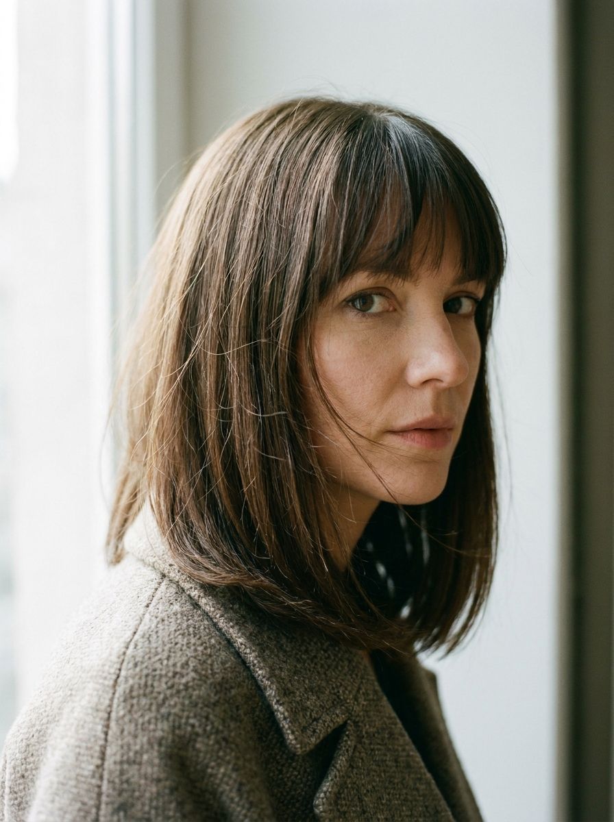 Glatter Long Bob mit Pony - Long Bob mit Pony